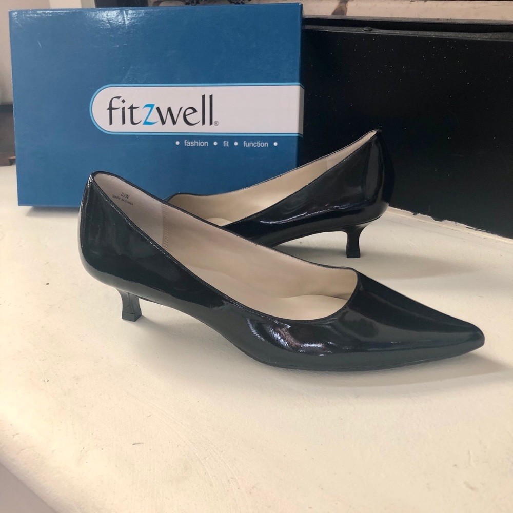 FITZWELL Yana Patent Leather Kitten Heels